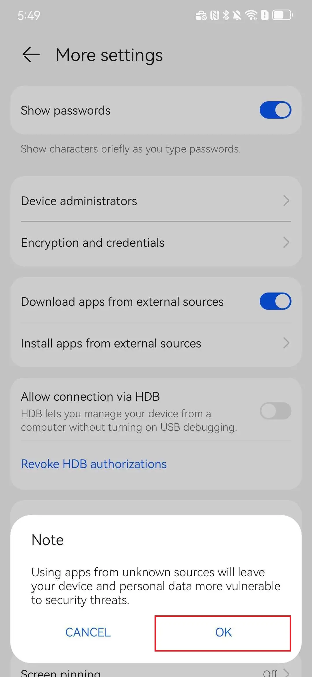 Phone Blocks Installation Due to Virus Warning